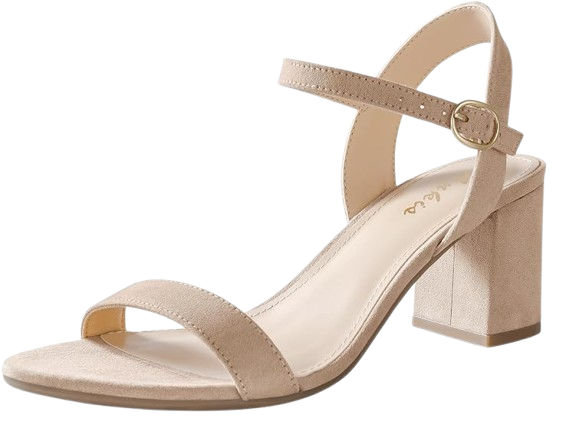 Open Toe Block Heel Sandal with Clear and Metallic Finish